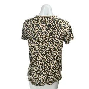 Zara Women's Beige Black Leopard Animal Print Short Sleeve T Shirt Tee Top Sz M thumbnail 2