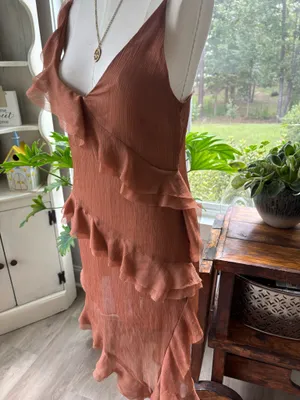 ZARA Brown Dress Midi thumbnail 2