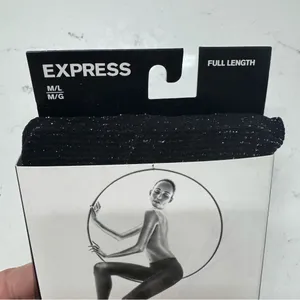 NWT: Express Black Sparkle Full Length Tights thumbnail 5