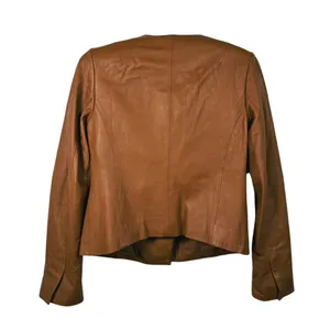 Vince Lamb Leather Moto Jacket Womens Size XS Walnut Camel Old Money Luxury Fall thumbnail 4