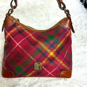 Dooney and Bourke Plaid Tartan Dome Handbag with Pebbled leather thumbnail 1