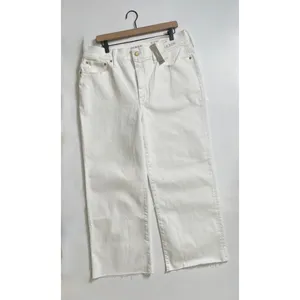 NWT!! J. CREW '96 Slim Wide Jeans Retro Raw Hems Solid White Preppy Frayed 33 thumbnail 2