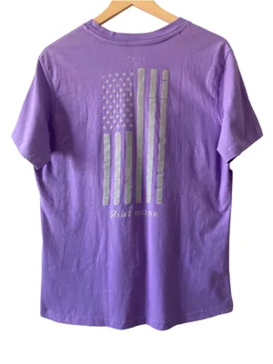 Ariat Rebar Work American Flag Purple V-Neck Tee Women's Large thumbnail 8