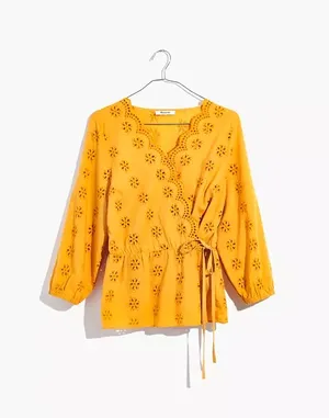 Scalloped Eyelet Wrap Top thumbnail 2