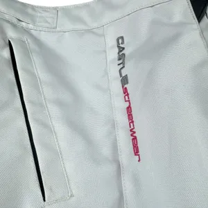 Castle Streetwear White Gray Full Zip‎ Lined Mock Neck Motorcycle Jacket Size 10 thumbnail 6