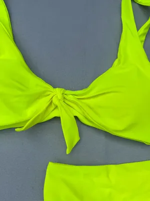 Women's NEW Neon Two Piece High Waisted Thong Bikini Size Medium #260137 thumbnail 3