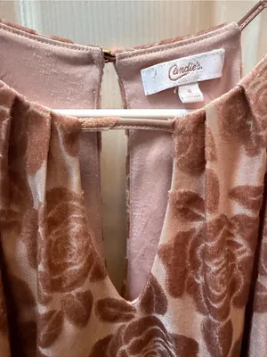 Candie's Blush Brownish Pink Floral Halter Mini Dress size S thumbnail 2