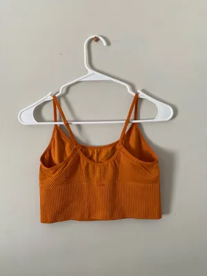 PINK by Victoria’s Secret Ribbed Orange Sports Bra thumbnail 2