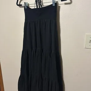 Theory Melcia black linen halter tiered cover‎ up dress One Size Fits Most thumbnail 8