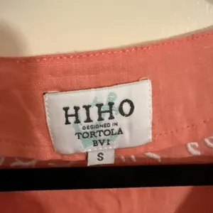 HIHO Tortola Women's Coral 100% Linen White Embroidered Beach Dress Sz. SMALL thumbnail 3