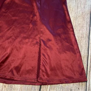 Auden Satin Babydoll Lingerie‎ Slip Dress Women's Size Large Strappy Burgundy thumbnail 5