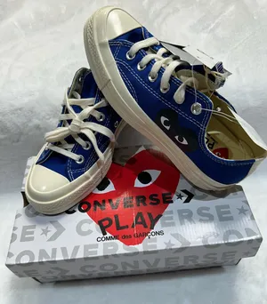 Converse Blue and White Sneakers with Heart Design thumbnail 1