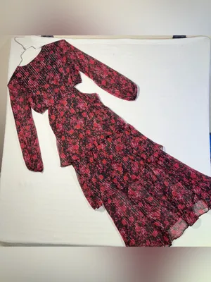 Haute Nites Floral Tiered Cutout Maxi Dress Small Flowy Fairy Party Going Out thumbnail 6