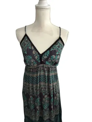BLACK Green Floral Maxi Dress Size Large Womens thumbnail 7