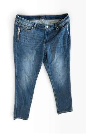 Soho Slim Boyfriend Jeans Medium Wash Zipper Detail Size 14 thumbnail 1