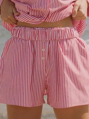 Daily Drills Poplin Resort Shorts in Red Stripes Size XS/S thumbnail 4
