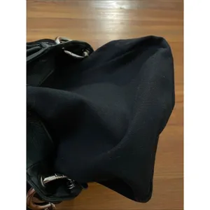 LAGGO Black Suede Leather Hobo Crossbody Bag Silver Grommet Hardware thumbnail 14