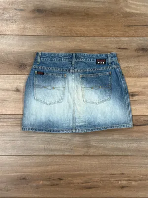 MUDD Vintage 2000s Y2k Faded Low-rise 100% Cotton Denim Mini Skirt | Size 28” thumbnail 3
