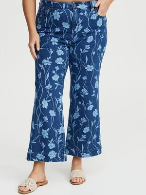Torrid Belle Isle Aquinnah High Rise Flare Ankle Floral Jeans Blue 10 Tall NWT thumbnail 12