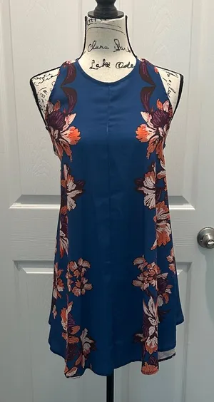 No brand Floral Swing Dress - Blue thumbnail 1