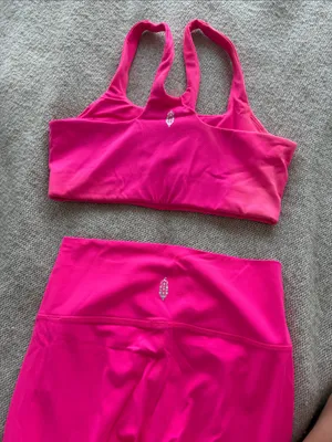 Free People FP Movement Hot Pink Women's Seamless Sports Bra & Legging Set thumbnail 5