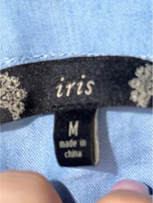 Iris Light Blue Off Shoulder Top Size Medium thumbnail 6