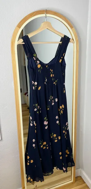 Reformation Fulton blue floral midi dress with slit thumbnail 10