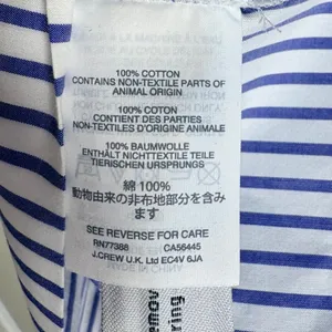 J.Crew Ruffle Stripe Blouse Womens 10 Blue‎ White Excellent Cotton Keyhole Tie thumbnail 4