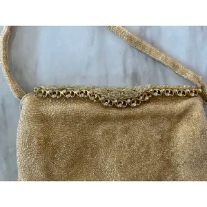 Le Goût du Jour Gold Beaded Swirl Rhinestone Filigree 50s Wrist Bag thumbnail 4