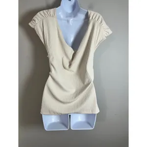 Banana Republic Womens Ribbed Wrap Top‎ Transition Cream XL NWT thumbnail 3
