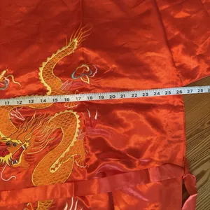 VTG Golden‎ Dragon Kimono Sz XL Red Silk Embroidered Oriental Chinese New Year thumbnail 7