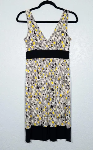 Diane Von Furstenberg Black & Yellow Ophelia Silk Mini Dress Size 4 thumbnail 4