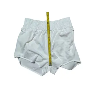 Pinspark Womens White High Waisted Running Shorts Smocked Waist Zipper Pockets M thumbnail 8