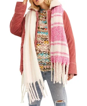 Free People 💗 Gemini Plaid Blanket Scarf💗~petal pink🌷 thumbnail 1