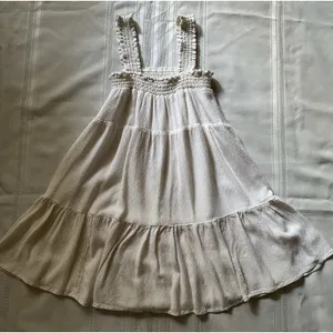 American Eagle Ivory Babydoll Dress with Smocked Bodice Size XS Lined boho style thumbnail 7