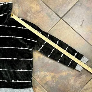 Como Vintage Black White Striped Drawstring Cowl Neck Sweatshirt XXL thumbnail 5