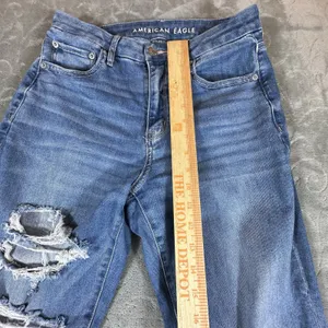 American Eagle Jeans Womens 6 Blue Curvy Super High Rise Flare Rips Festival thumbnail 12