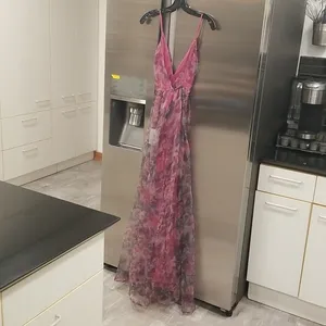 💕LULUS💕 Bloom Wildly Magenta Floral Organza Maxi Dress ~ Floral Print M NWT thumbnail 14