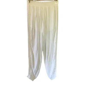 Ocean Drive White Crochet Trim Boho Beach Cover Up Pants Women's Medium thumbnail 4
