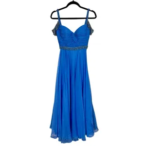 Sherri Hill 50086 Chiffon Beaded Sweetheart Prom Gown Formal Dress Periwinkle thumbnail 7