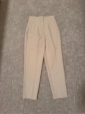 Zara Cream High-Waist Tailored Trousers thumbnail 3