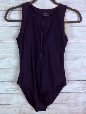 Quince Italian Zip-Front One-Piece Swimsuit Deep Navy Size Small thumbnail 2