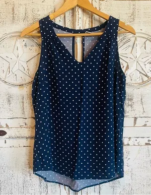 Old Navy Navy Polka Dot Sleeveless Top thumbnail 1