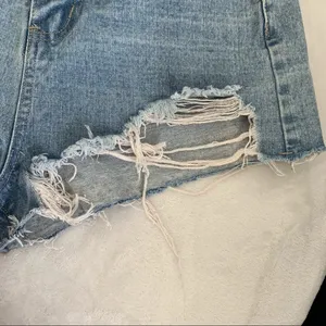 ASTONISHING denim destroyed Jean shorts size 27 Cheeky light blue beach boho thumbnail 6