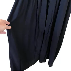 Lavender Field Long Black Kimono Open Front Cover Up thumbnail 4