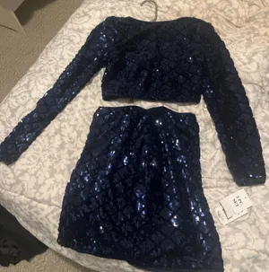 Dress Dillard's Homecoming Navy Blue Glitter thumbnail 1