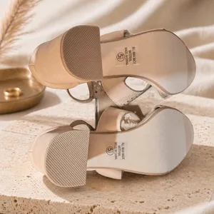 Dollhouse Beige Laser Cut Block Heel Sandals Size 5.5 thumbnail 4