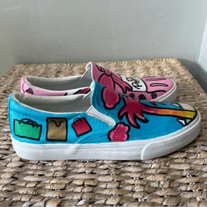 Hand painted shoes slip on‎ Size 8 Dr. Pepper Vacation Watermelon Waves Bags thumbnail 4