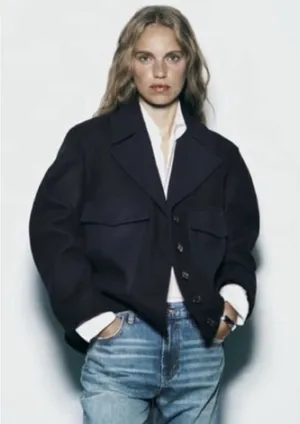 ZARA Italian Manteco Wool Coat Jacket thumbnail 1