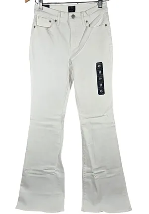 J Crew‎ Full Length Flare Jeans White Signature Stretch Size 25 thumbnail 1